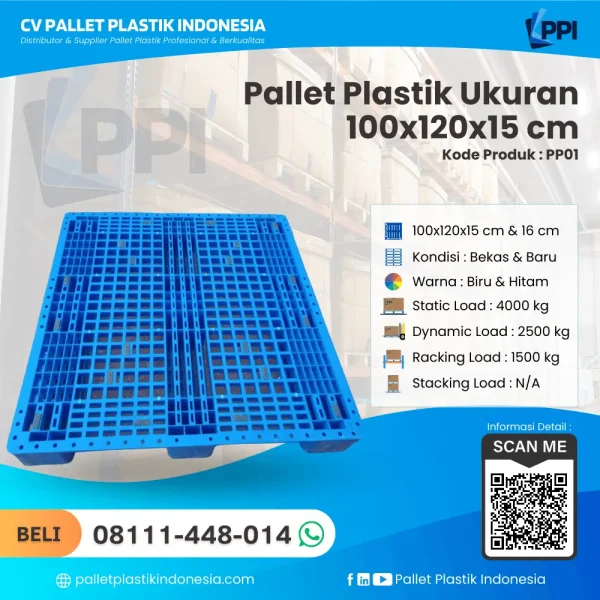 Pallet Plastik Bekas/Baru Ukuran 100x120x15 - PP01
