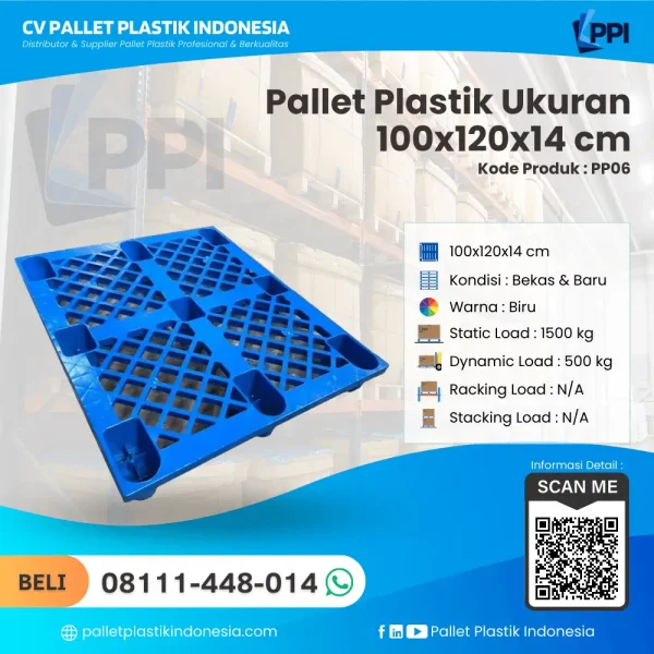 Pallet Plastik PP06 100x120x16 cm Biru Mangkok
