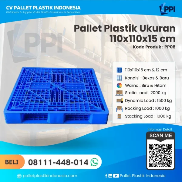 Pallet Plastik PP08 110x110x15 cm Biru