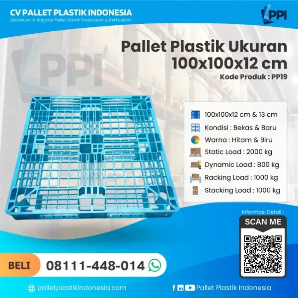 Pallet Plastik PP19 100x100x12 cm Biru