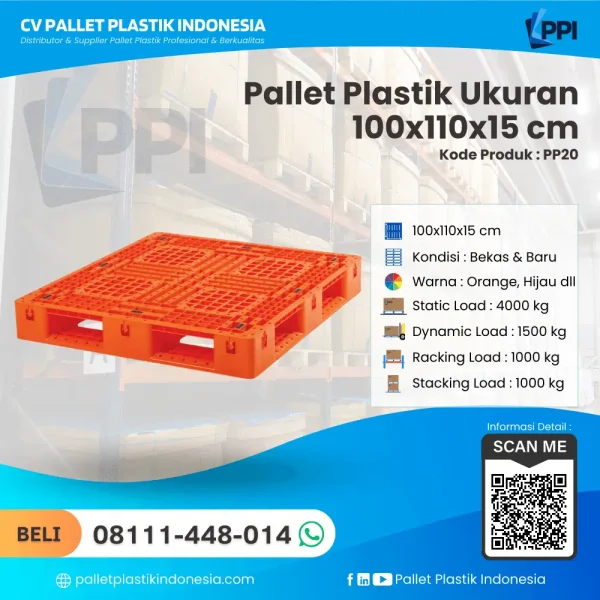 Pallet Plastik PP20 100x110x15 cm Orange