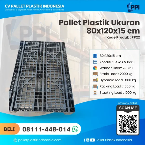 Pallet Plastik Bekas & Baru Ukuran 80x120x15cm - PP22