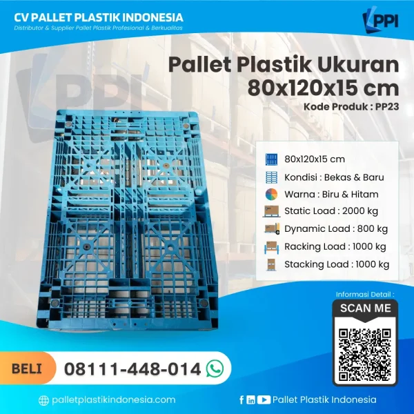 Pallet Plastik Bekas & Baru Ukuran 80x120x15cm - PP23