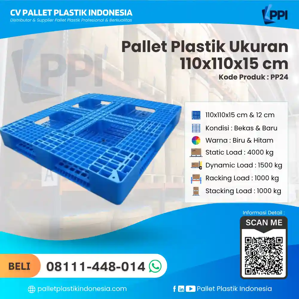 Pallet Plastik Bekas & Baru Ukuran 100x110x15 cm - PP24