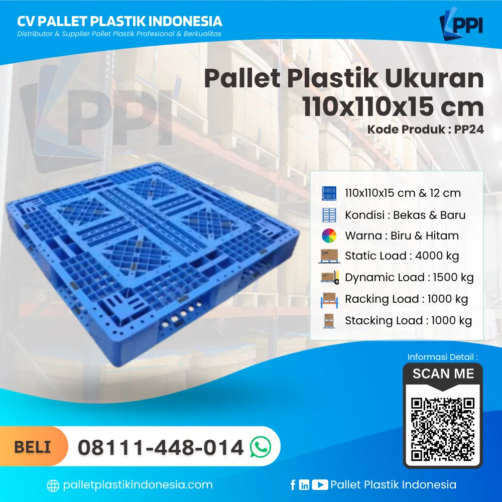 Pallet Plastik Bekas & Baru Ukuran 100x110x15 cm - PP24