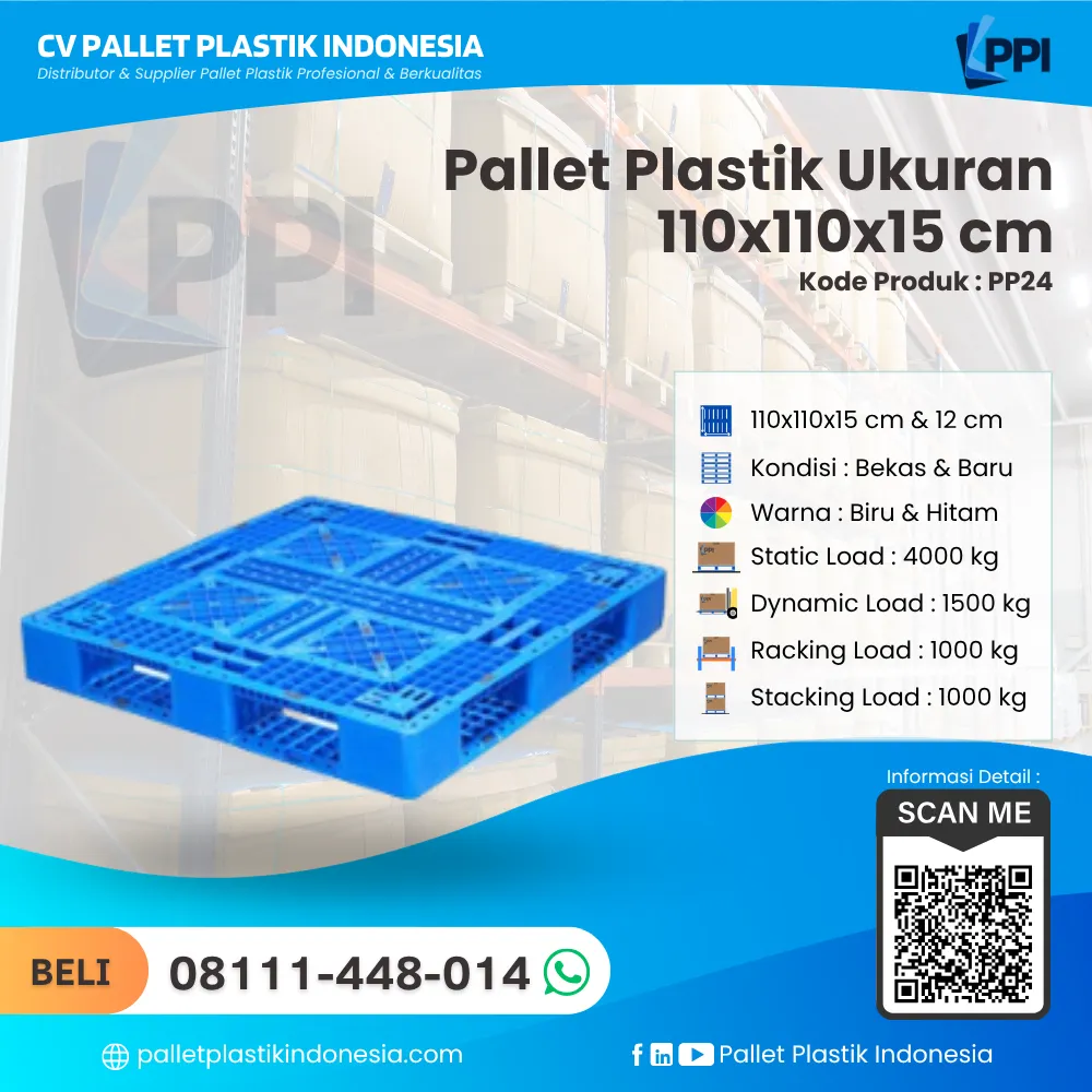 Pallet Plastik Bekas & Baru Ukuran 100x110x15 cm - PP24