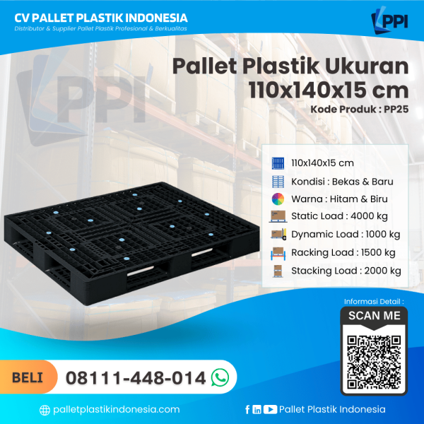 Pallet Plastik Bekas/Baru Ukuran 110x140x15 cm - PP25