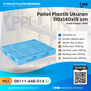 Pallet Plastik Bekas & Baru Ukuran 110x140x15 cm - PP26