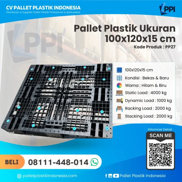 Pallet Plastik Bekas & Baru Ukuran 100x120x15 cm - PP27