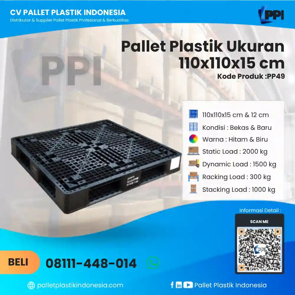 Pallet Plastik Bekas & Baru Ukuran 110x110x15 - PP49 - Gambar 2