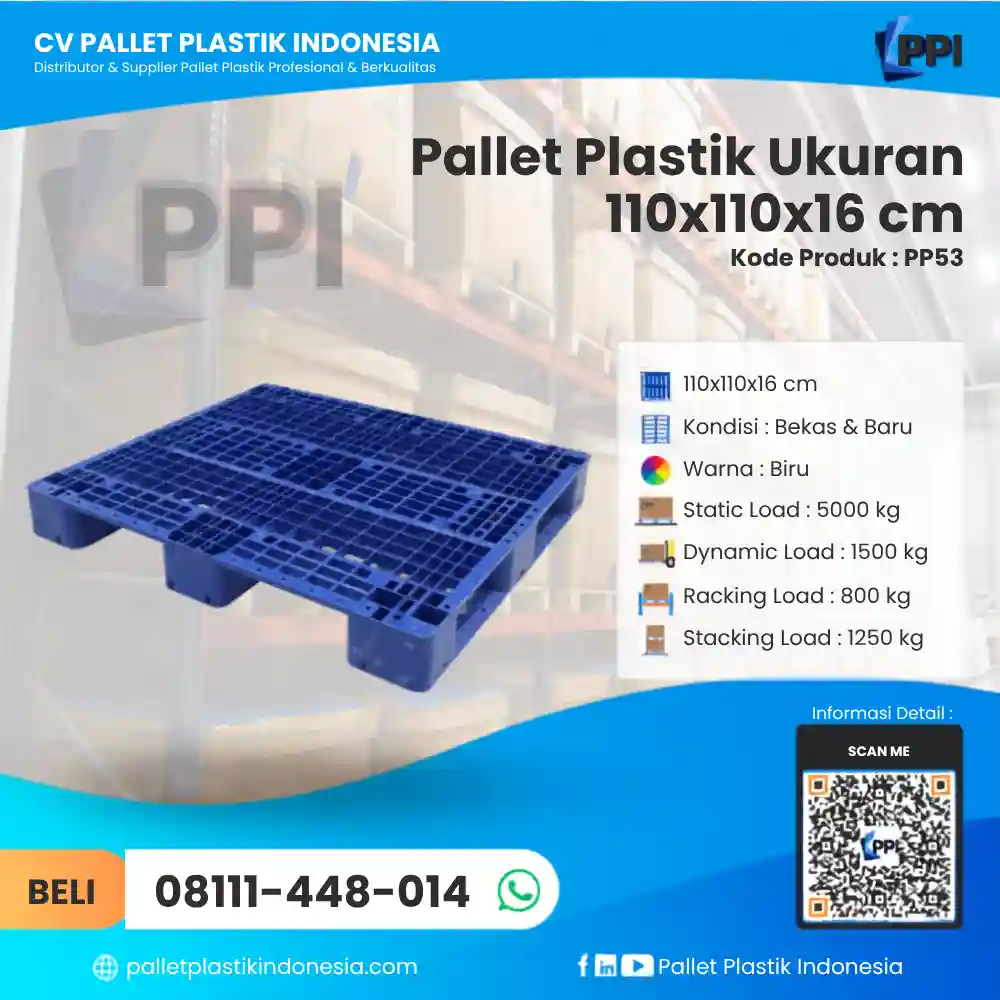 Pallet Plastik Bekas & Baru Ukuran 110x110x16 - PP53 - Gambar 2
