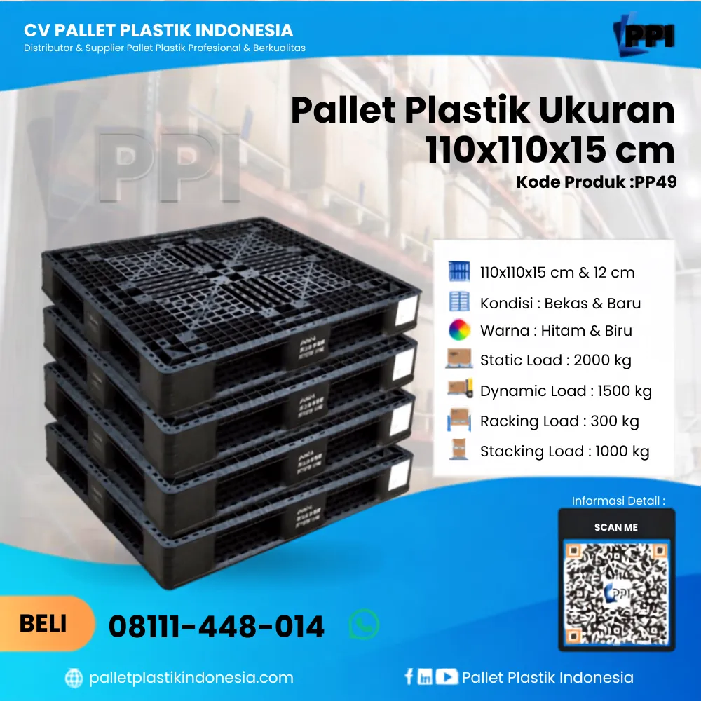 Pallet Plastik Bekas & Baru Ukuran 110x110x15 - PP49 - Gambar 3