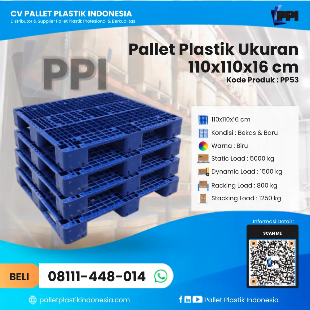 Pallet Plastik Bekas & Baru Ukuran 110x110x16 - PP53 - Gambar 3