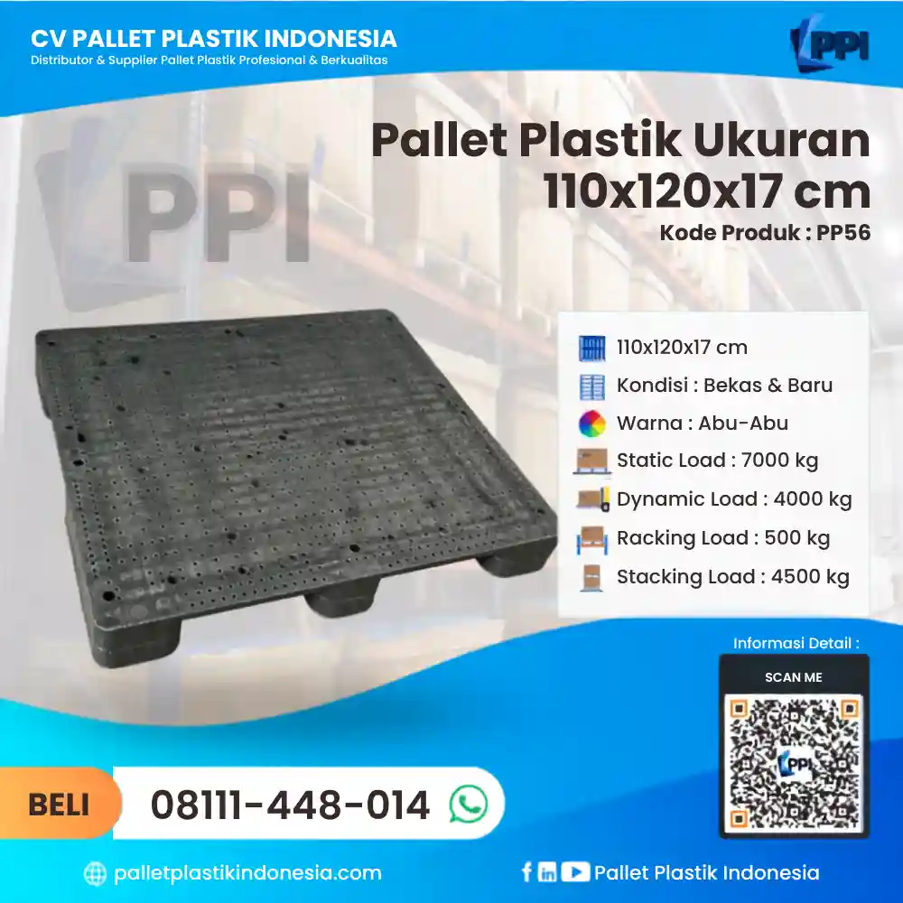 Pallet Plastik Bekas & Baru Ukuran 110x120x17 - PP56 - Gambar 3