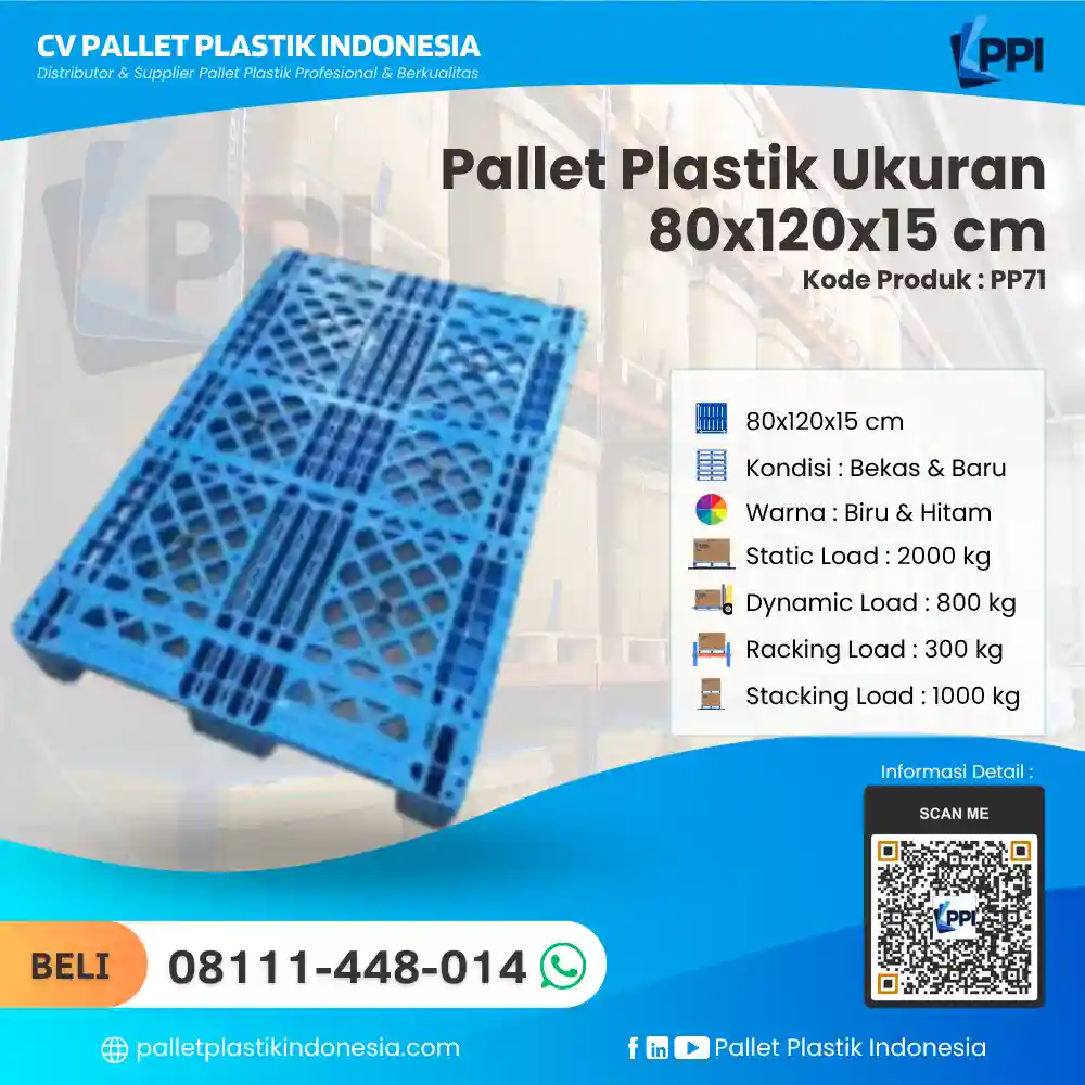 Pallet Plastik Bekas & Baru Ukuran 80x120x15 - PP71 - Gambar 2