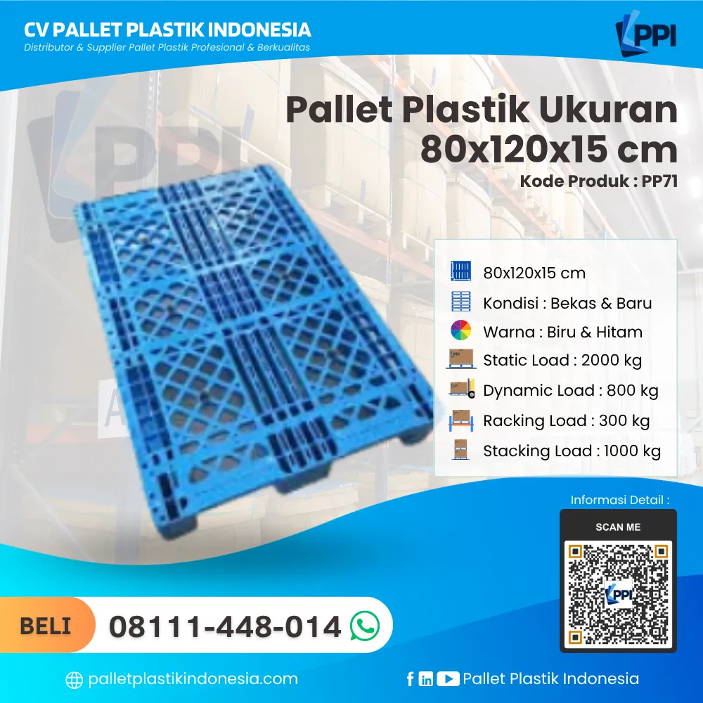 Pallet Plastik Bekas & Baru Ukuran 80x120x15 - PP71 - Gambar 3