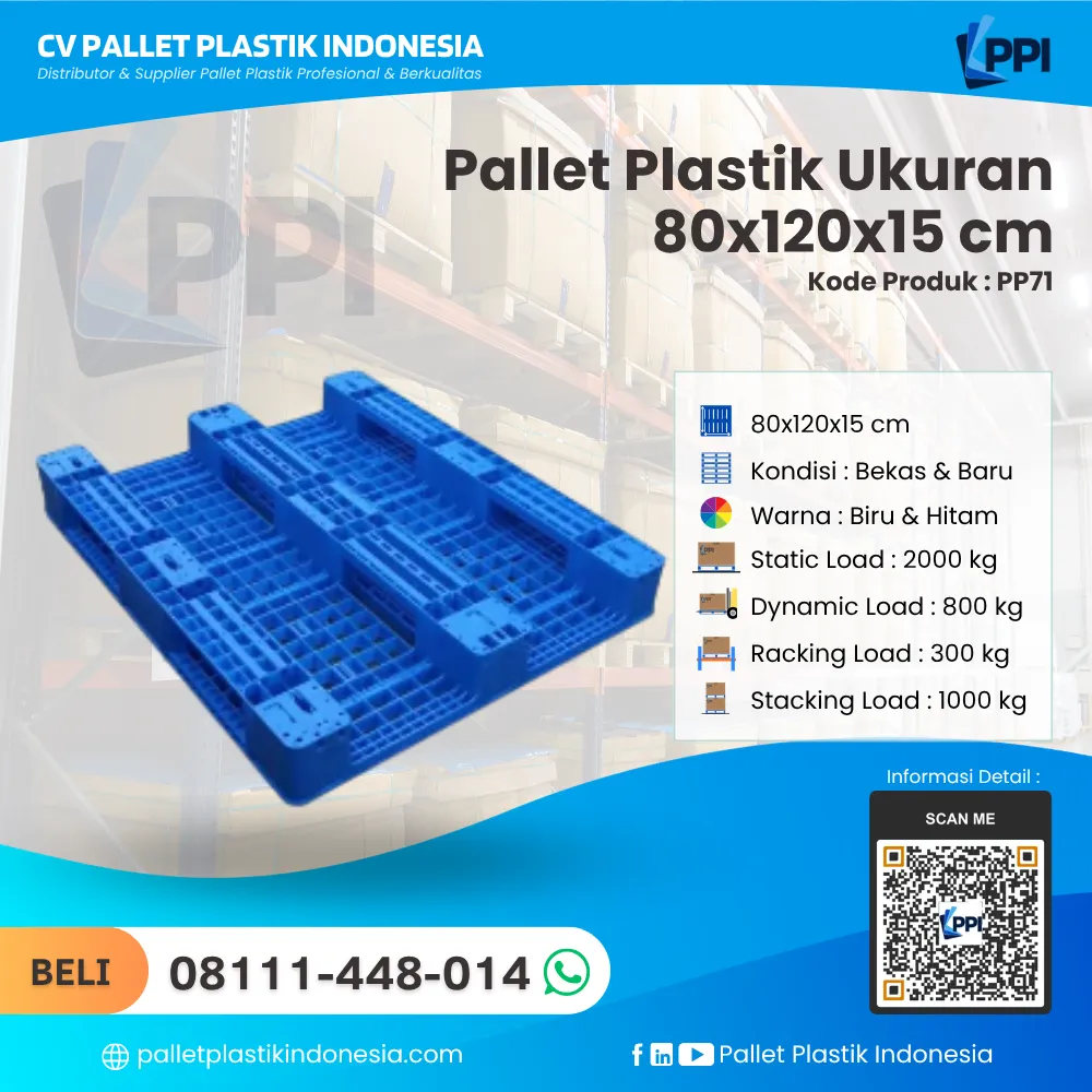 Pallet Plastik Bekas & Baru Ukuran 80x120x15 - PP71 - Gambar 4