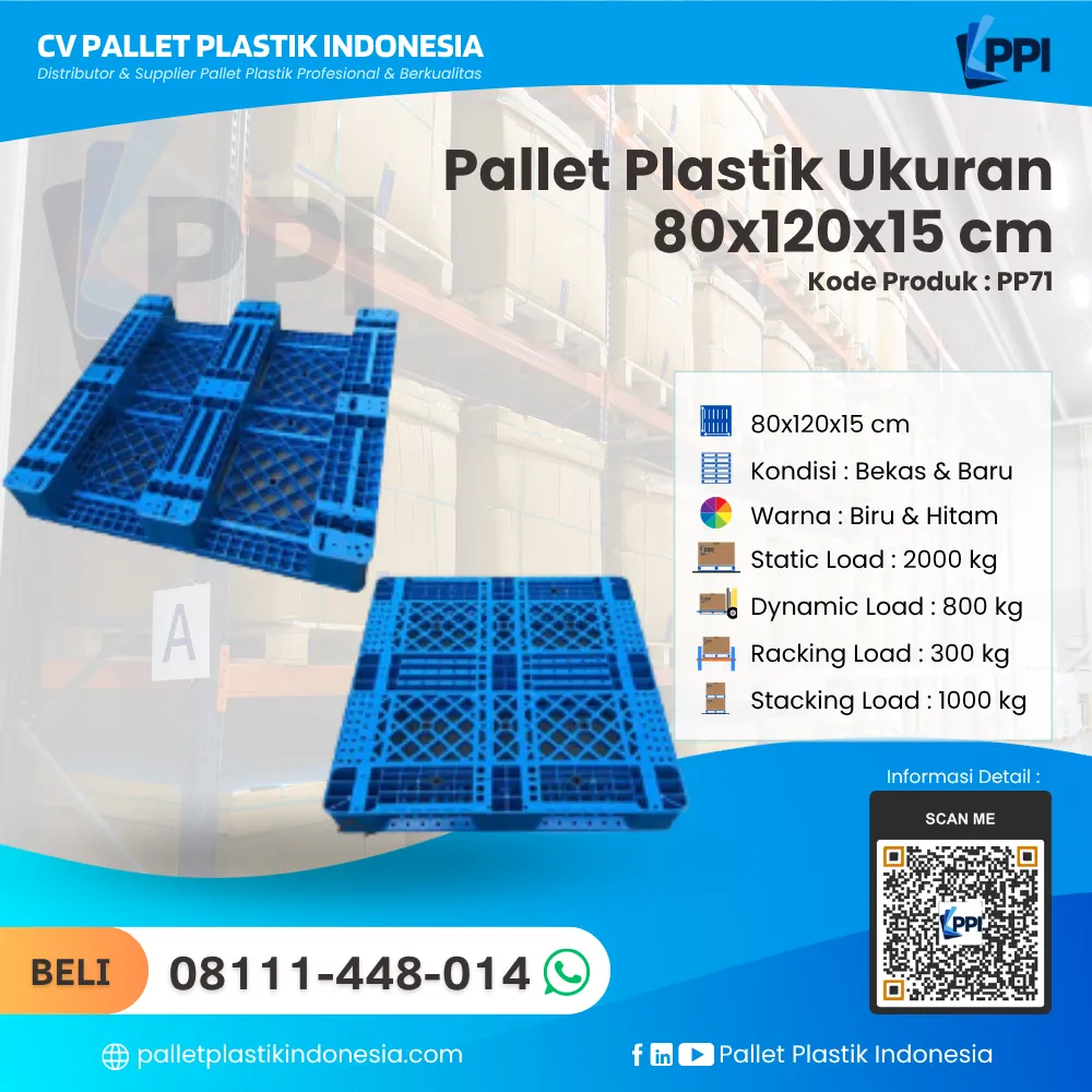 Pallet Plastik Bekas & Baru Ukuran 80x120x15 - PP71 - Gambar 5