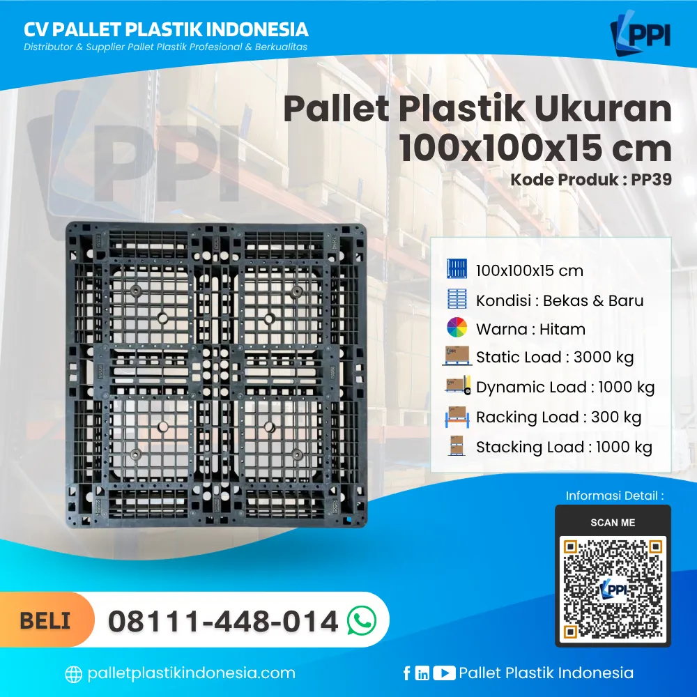 Pallet Plastik Bekas & Baru Ukuran 100x100x15 - PP39 - Gambar 2
