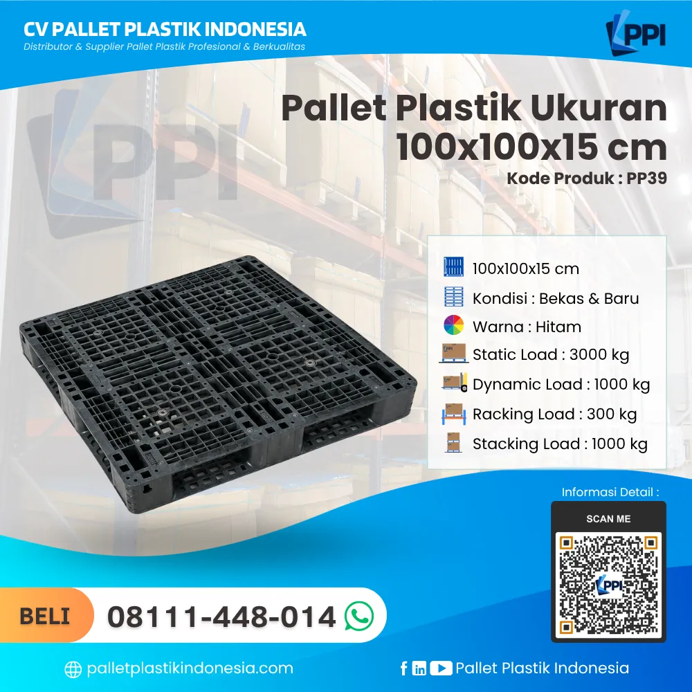 Pallet Plastik Bekas & Baru Ukuran 100x100x15 - PP39 - Gambar 3