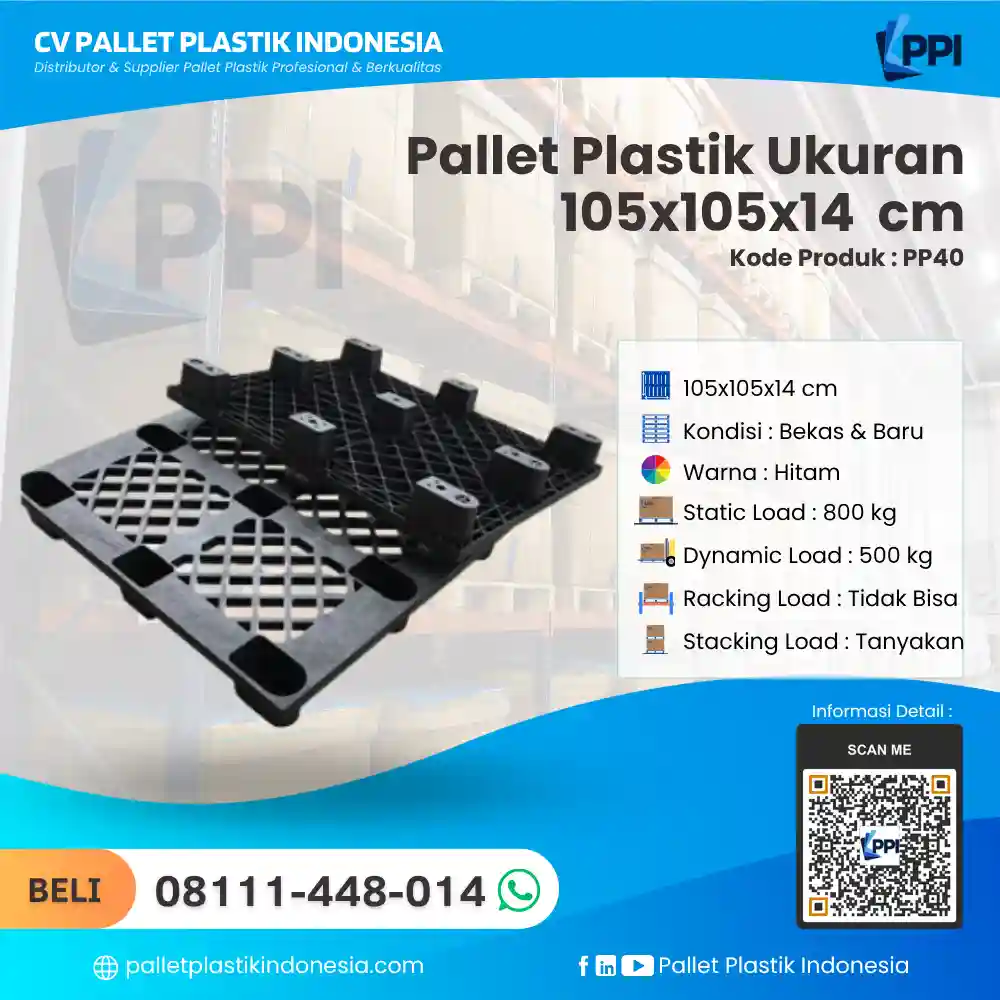 Pallet Plastik Bekas & Baru Ukuran 105x105x14 - PP40 - Gambar 2