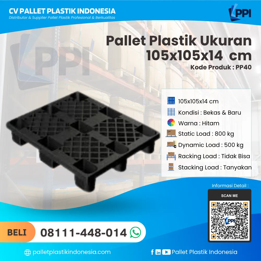Pallet Plastik Bekas & Baru Ukuran 105x105x14 - PP40 - Gambar 3