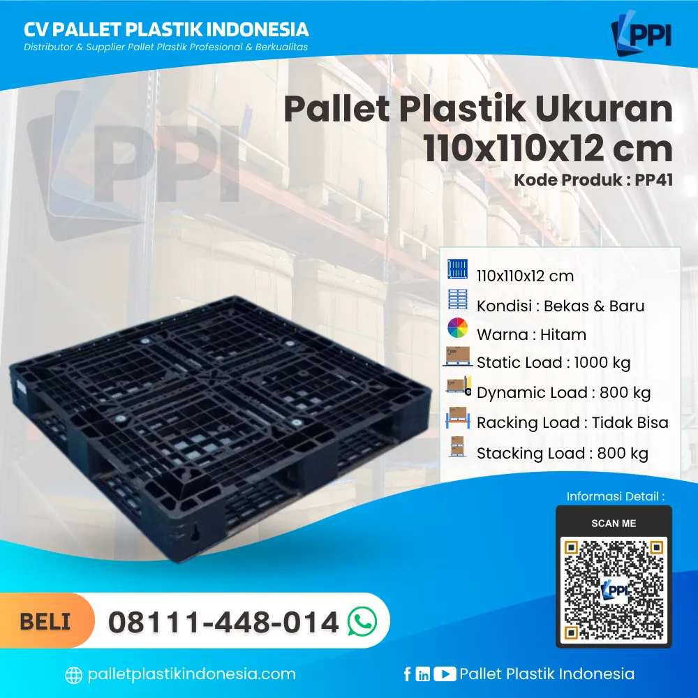 Pallet Plastik Bekas & Baru Ukuran 110x110x12 - PP41 - Gambar 2