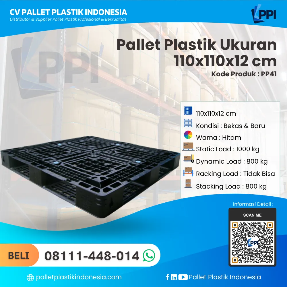 Pallet Plastik Bekas & Baru Ukuran 110x110x12 - PP41 - Gambar 3