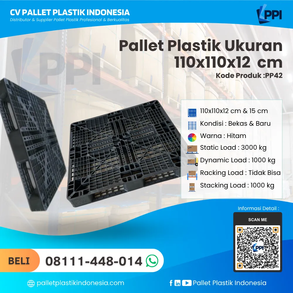 Pallet Plastik Bekas & Baru Ukuran 110x110x12 - PP42 - Gambar 2