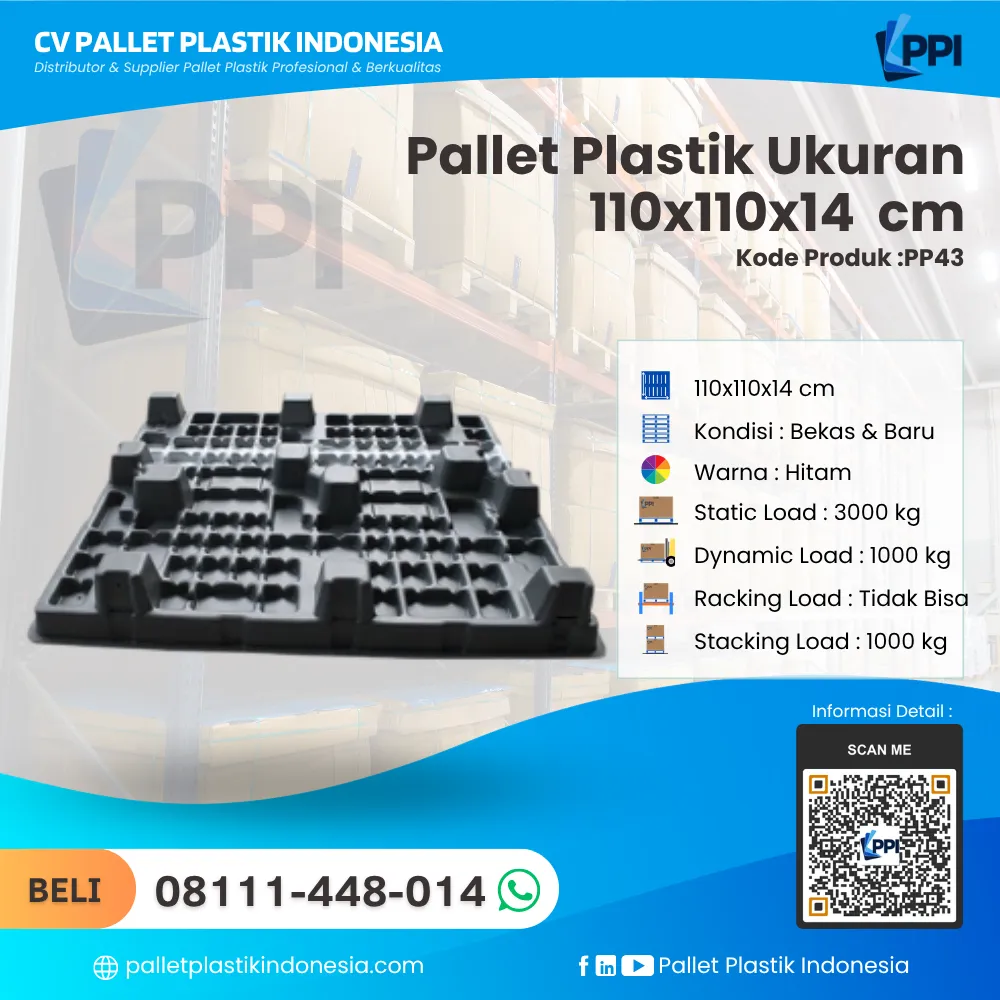 Pallet Plastik Bekas & Baru Ukuran 110x110x14 - PP43 - Gambar 2