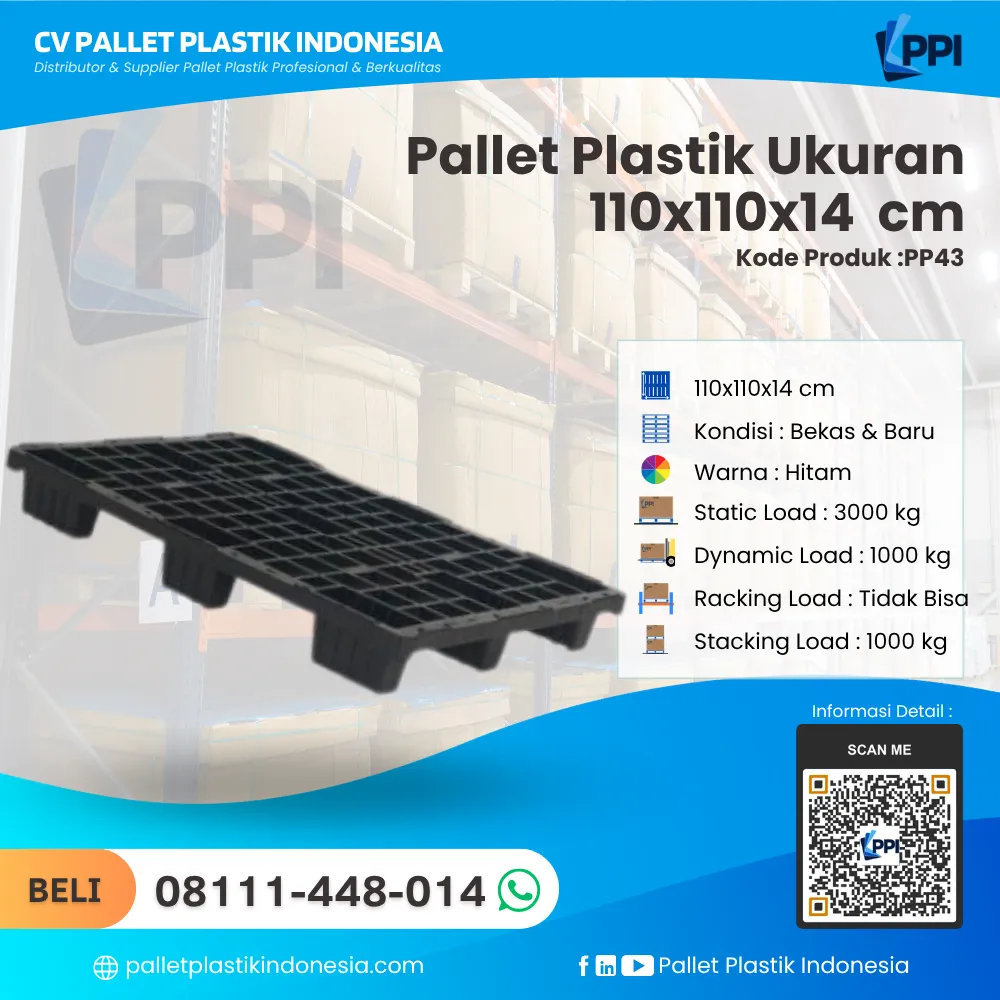 Pallet Plastik Bekas & Baru Ukuran 110x110x14 - PP43 - Gambar 3
