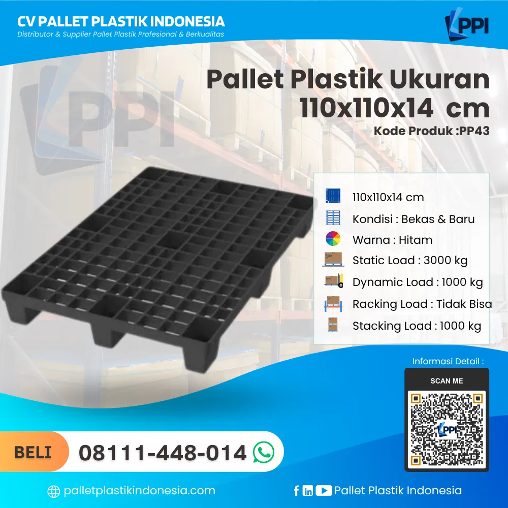 Pallet Plastik Bekas & Baru Ukuran 110x110x14 - PP43 - Gambar 4
