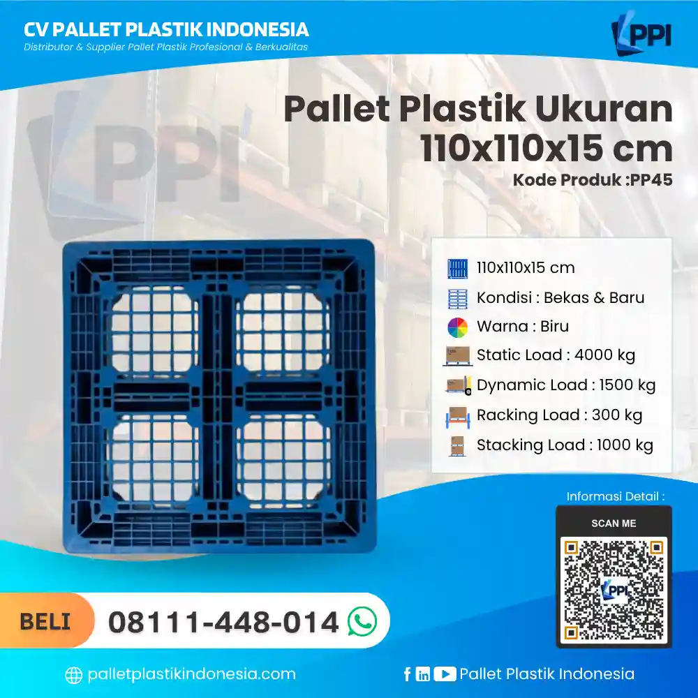 Pallet Plastik Bekas & Baru Ukuran 110x110x15 - PP45 - Gambar 2