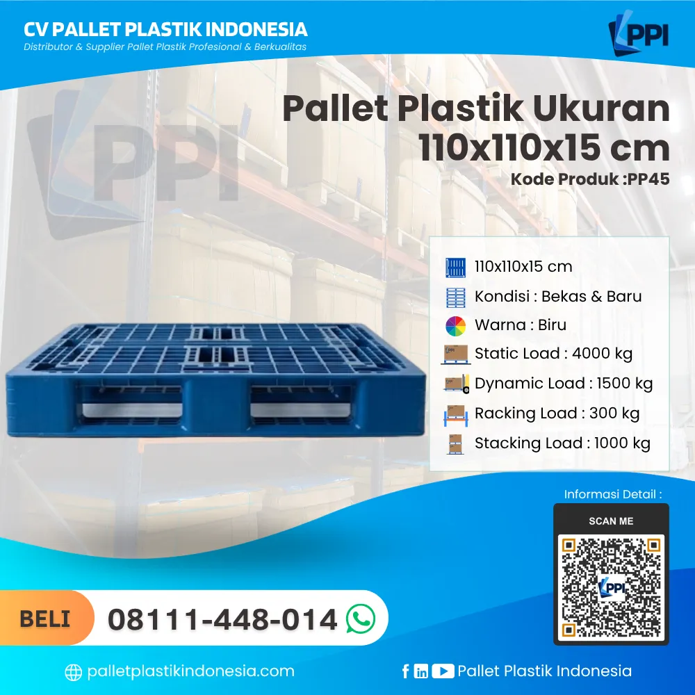 Pallet Plastik Bekas & Baru Ukuran 110x110x15 - PP45 - Gambar 3