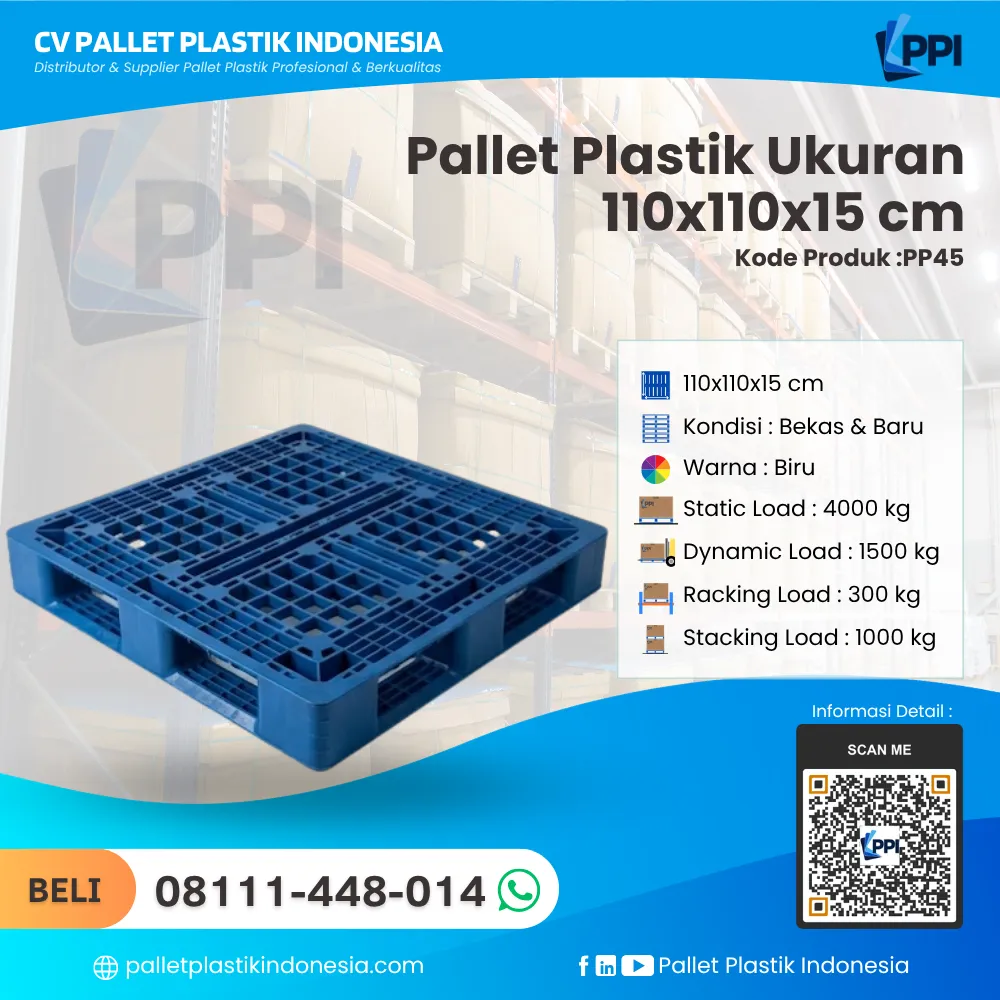 Pallet Plastik Bekas & Baru Ukuran 110x110x15 - PP45 - Gambar 4