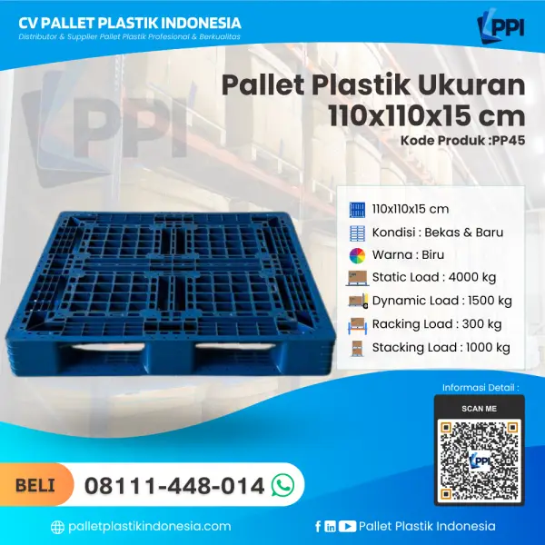 Pallet Plastik Bekas & Baru Ukuran 110x110x15 - PP45