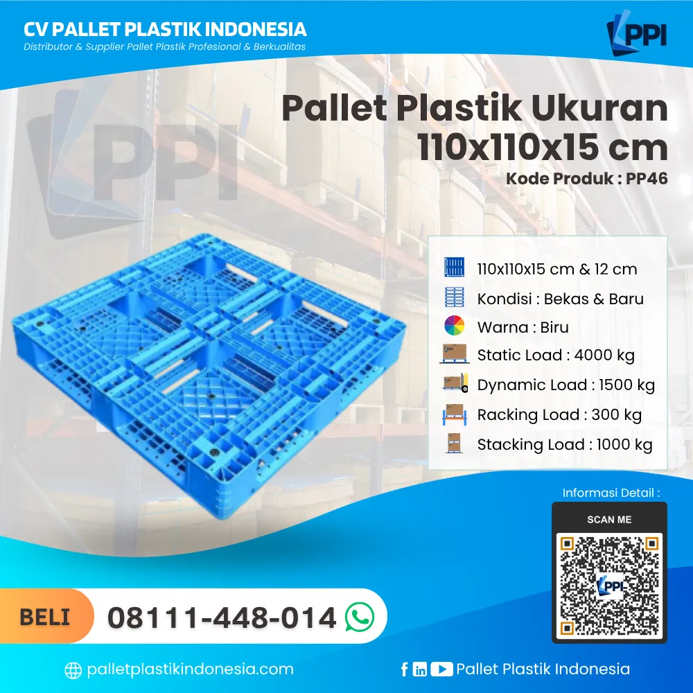 Pallet Plastik Bekas & Baru Ukuran 110x110x15 - PP46 - Gambar 2