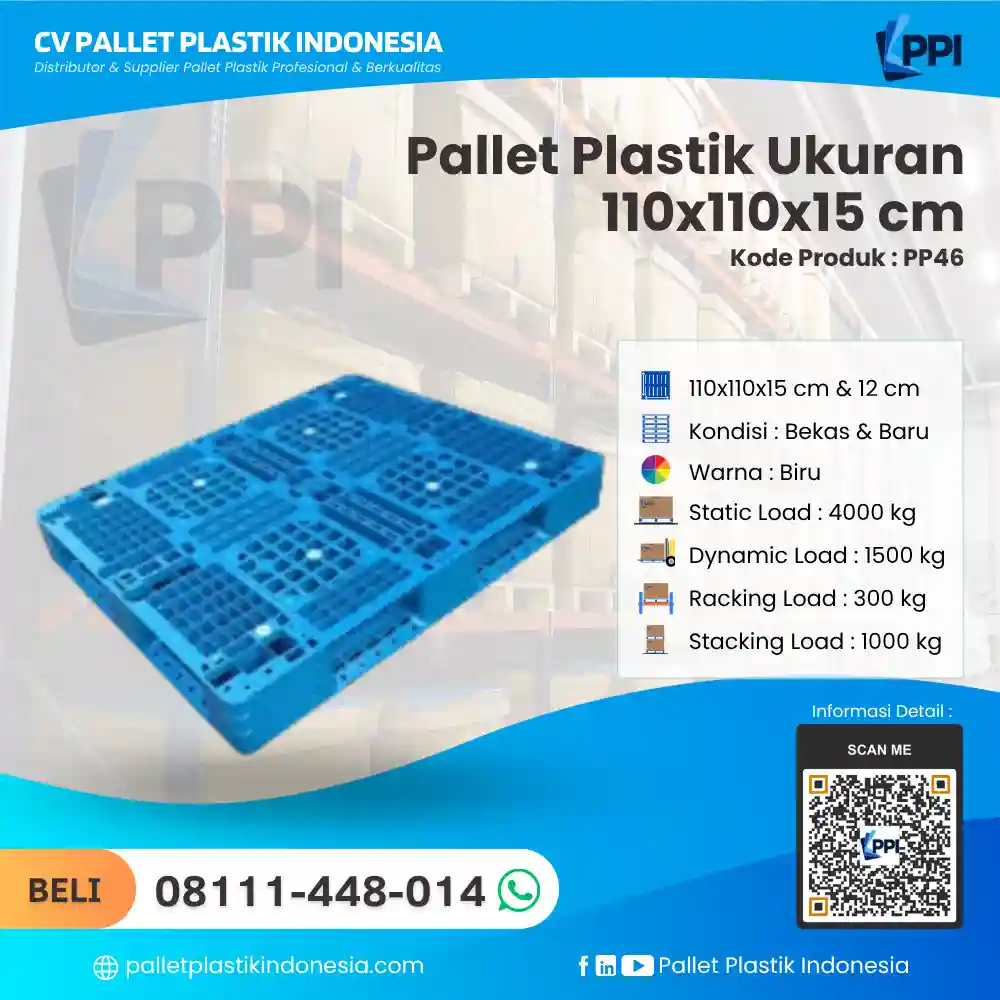 Pallet Plastik Bekas & Baru Ukuran 110x110x15 - PP46 - Gambar 3