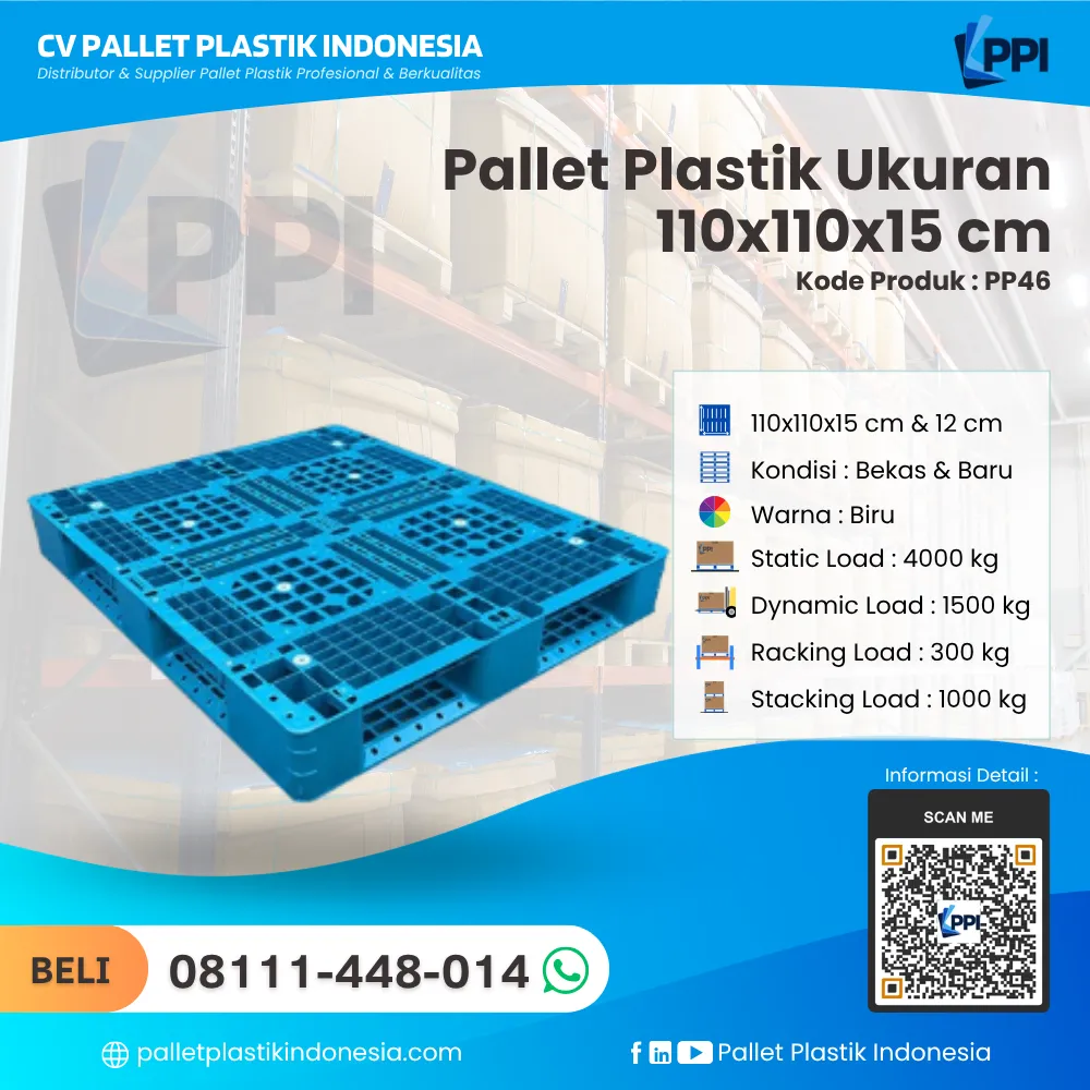 Pallet Plastik Bekas & Baru Ukuran 110x110x15 - PP46 - Gambar 4