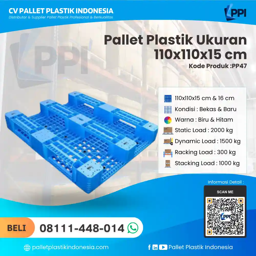 Pallet Plastik Bekas & Baru Ukuran 110x110x15 - PP47 - Gambar 2