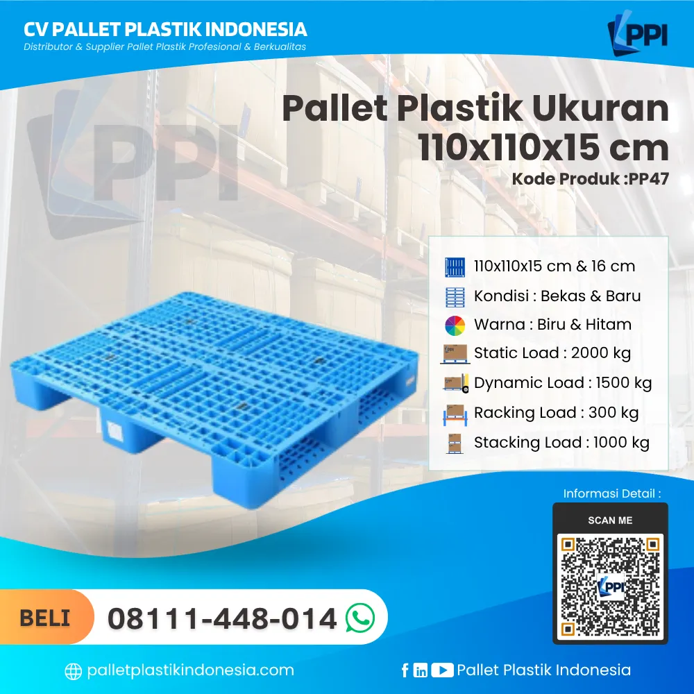Pallet Plastik Bekas & Baru Ukuran 110x110x15 - PP47 - Gambar 3