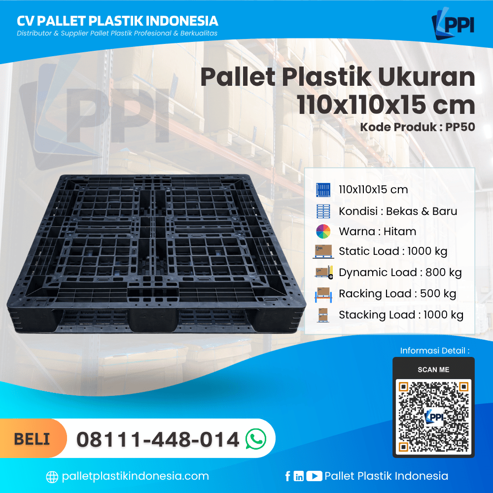 Pallet Plastik Bekas & Baru Ukuran 110x110x15 - PP50