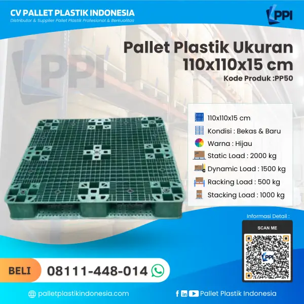 Pallet Plastik Bekas & Baru Ukuran 110x110x15 - PP50