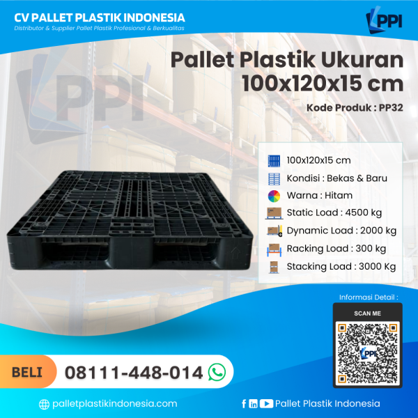 Pallet Plastik Bekas & Baru 100x120x15 [PP32]
