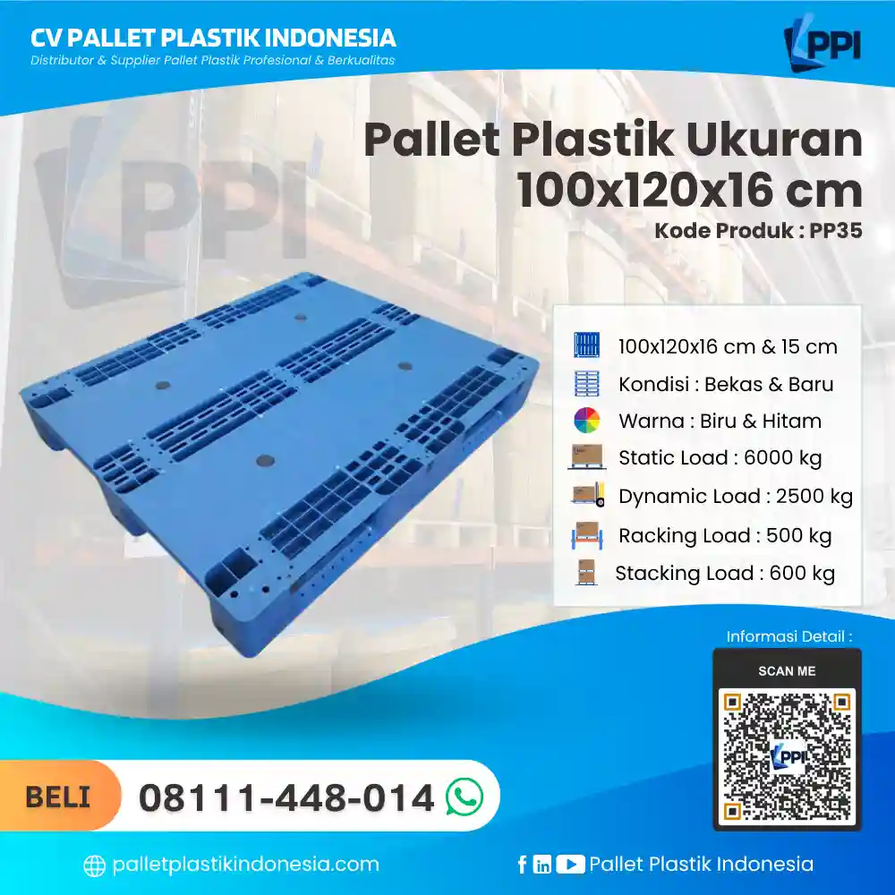 Pallet Plastik Bekas & Baru Ukuran 100x120x16 - PP35 - Gambar 2