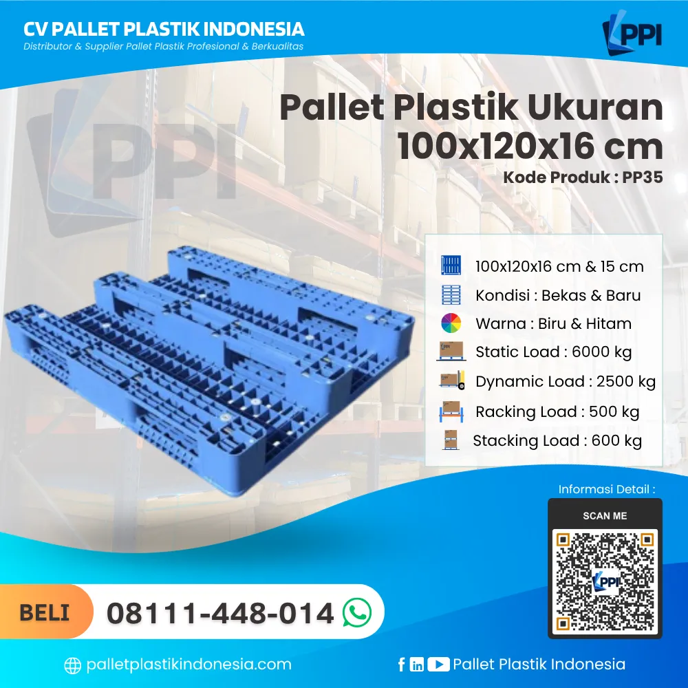 Pallet Plastik Bekas & Baru Ukuran 100x120x16 - PP35 - Gambar 3