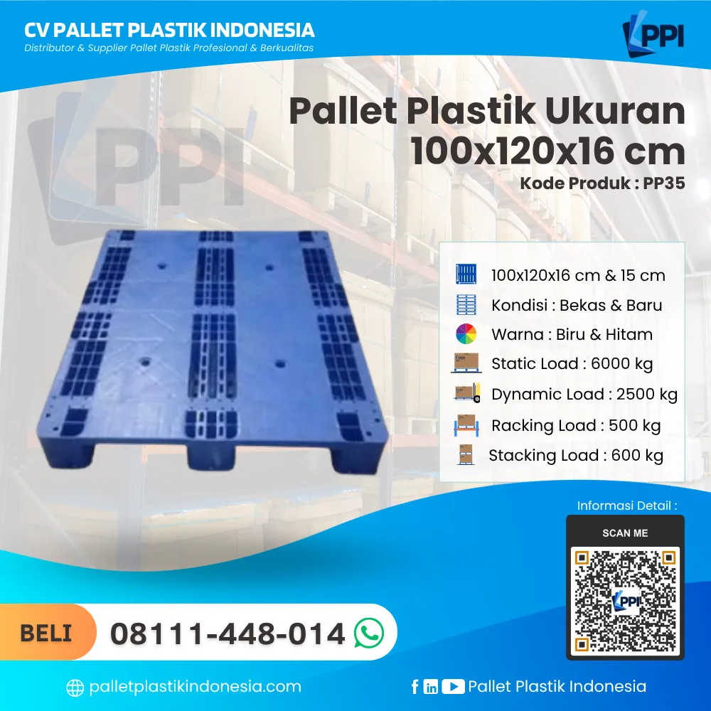 Pallet Plastik Bekas & Baru Ukuran 100x120x16 - PP35 - Gambar 4