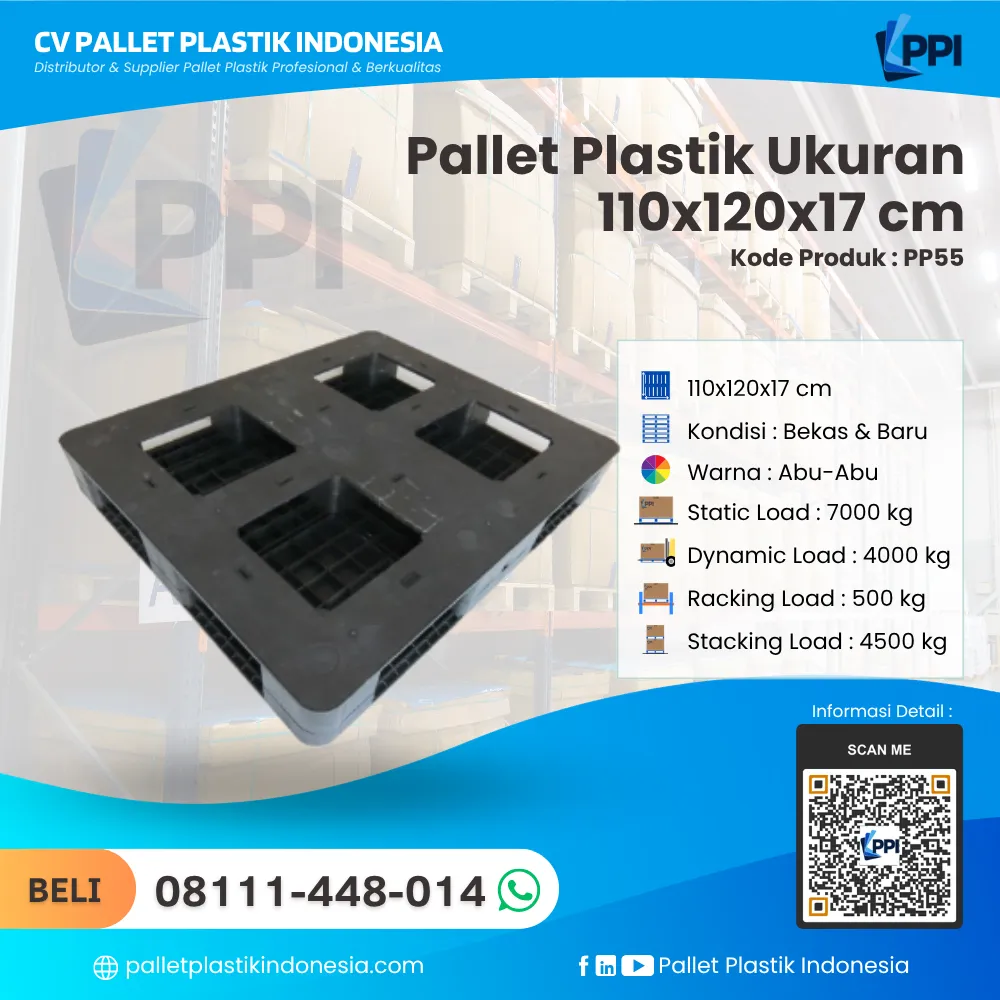 Pallet Plastik Bekas & Baru Ukuran 110x120x17 - PP55 - Gambar 2