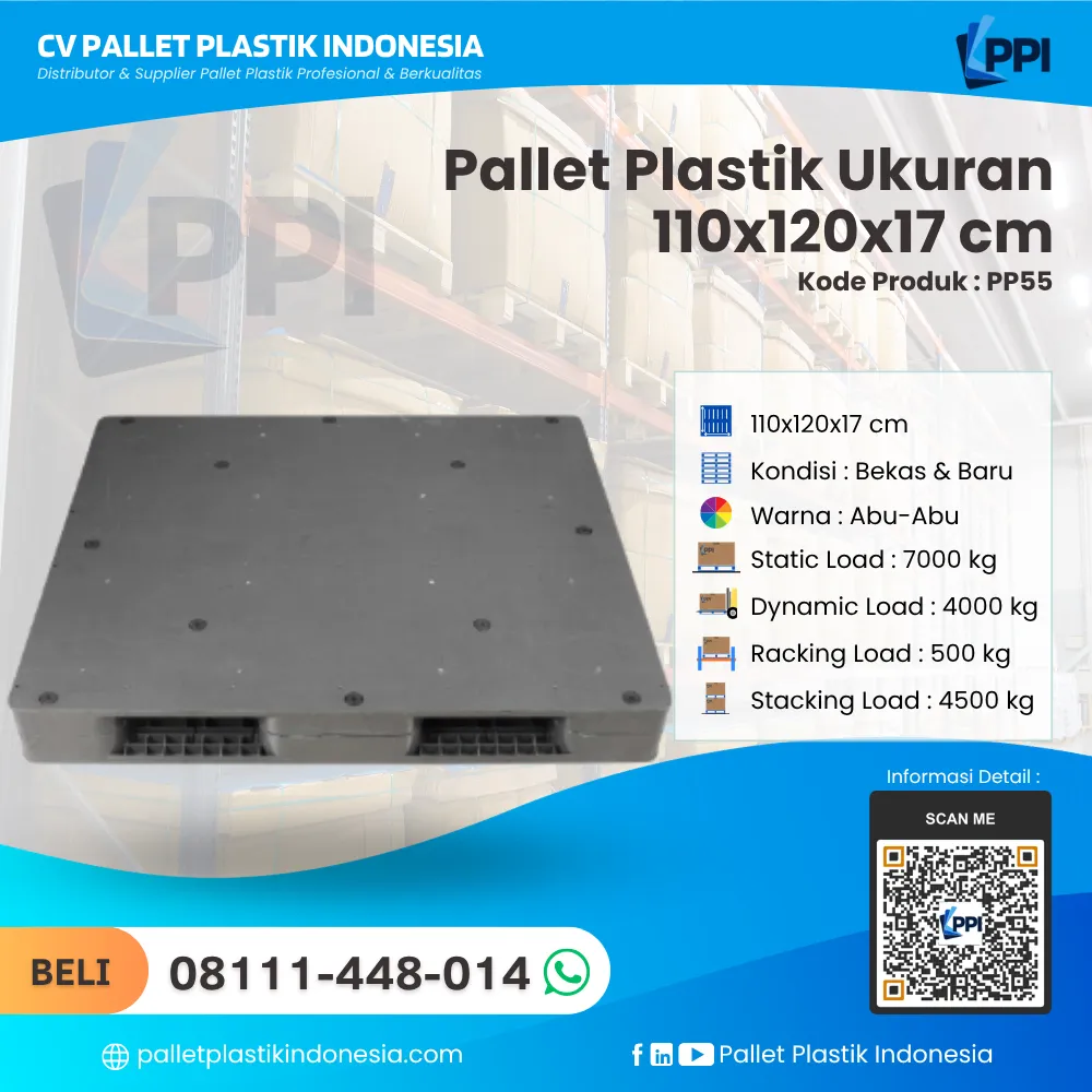 Pallet Plastik Bekas & Baru Ukuran 110x120x17 - PP55 - Gambar 3