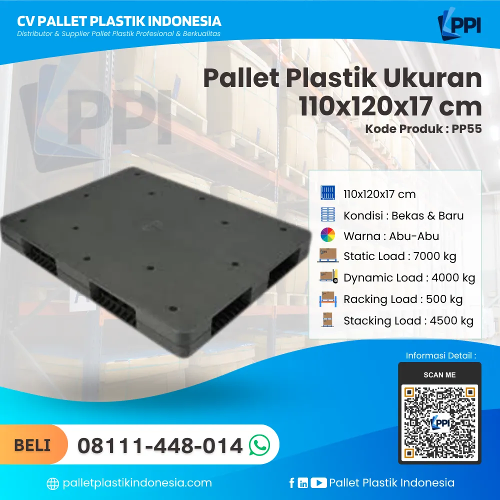 Pallet Plastik Bekas & Baru Ukuran 110x120x17 - PP55 - Gambar 4